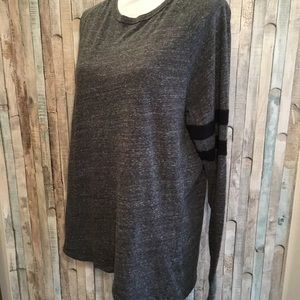 J. Crew Tee Raglan Baseball Gray Stripe Large